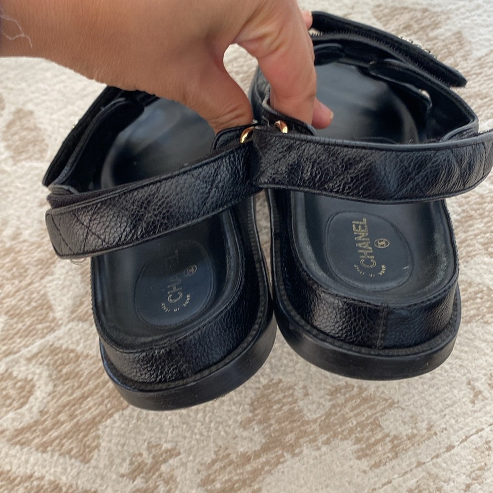 Chanel black leather cc GHW dad sandals 40C - Picture 7 of 10